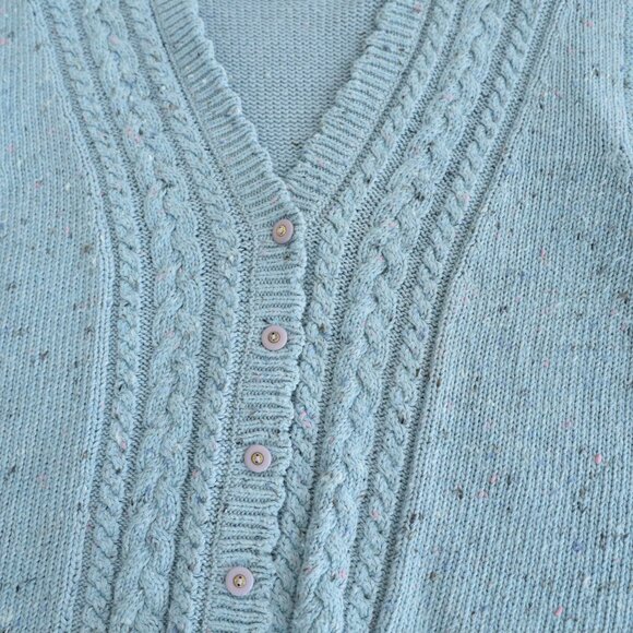 Vintage Maggie Lawrence Sport Cable Knit Blue Button Up Cardigan Sweater XL - Picture 7 of 10